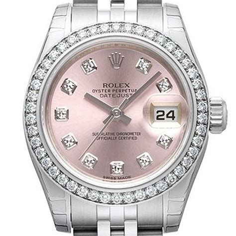 rolex pink face with diamonds.